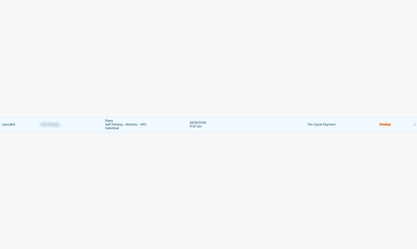 Subscriptions list with a Pending subscription